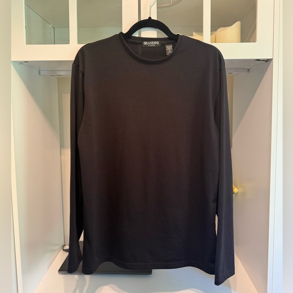 BRANDINI Men's Black Long Sleeve Shirt Medium